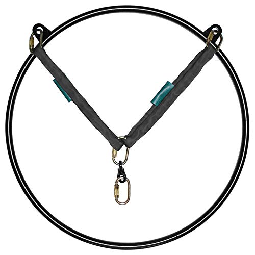 runner deer Complete Aerial Hoop Lyra Set-Hollow Powder-Coated Steel -25mm Thick,Include Lyra,Carabiners, Swivel, and Spanset (35"(90cm), Double tab)