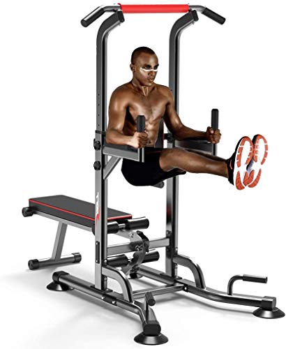 DLWDMRV Auxiliary Multifunctional Dumbbell Bench Power Tower with Dumbbell Bench, Heavy-Duty Pull Up Bar, Multifunction, Adjustable Height Dip Station, Strength Training Equipment