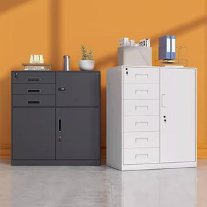 LINKIO Metal Vertical File Cabinet with Lockable Storage - 33 Inches, Printer Stand with Drawer