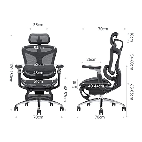 CYXI High Back Mesh Office Chair with Headrest, Lumbar Support, Adjustable Height, Swivel, and Footrest