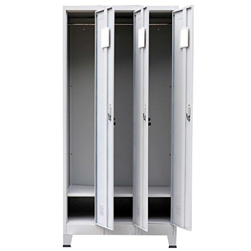 Festnight Tall Steel Office Storage Cabinet Locker Cabinet with 3 Compartments Gray 35.4" x 17.7" x 70.9"