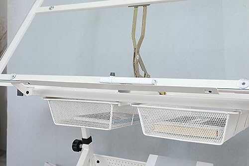 Lifeand Adjustable Tempered Glass Drafting Printing Table, Large, White