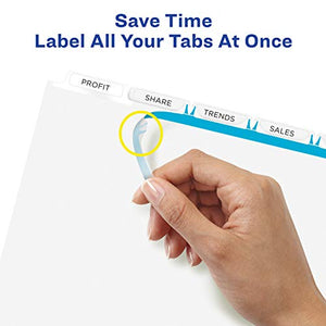 Avery Print & Apply Clear Label Dividers, Index Maker Easy Apply Printable Label Strip, 5 White Tabs, 25 Sets, Case Pack of 6 (11446)
