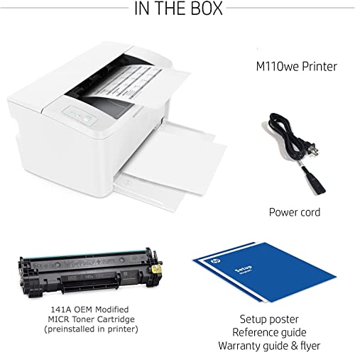 MICR Toner International M110we Laser Wireless Black & White Check Printer Bundle with 1 Starter OEM Modified Magnetic Ink Cartridge (2 Items)
