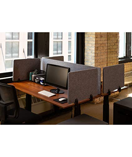 ReFocus™ Raw Clamp-On Acoustic Desk Divider – Reduce Noise and Visual Distractions with This Lightweight Desk Mounted Privacy Panel (Castle Gray, 47.25" x 16", 23.6" x 16", & 23.6" x 16")