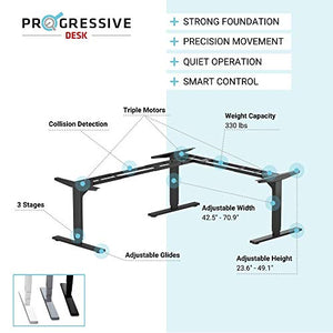 Progressive Automations L-Shape 78x60 Standing Desk, Adjustable Height, Electric Sit Stand Home Office Desk