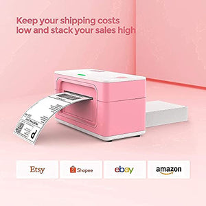 MUNBYN Pink Label Printer with Shipping Scale, Label Holder,Stack of Thermal Labels