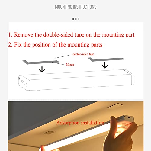 LED Under Cabinet Light Motion Sensing Magnetic Closet Light Rechargeable Wireless 24in White