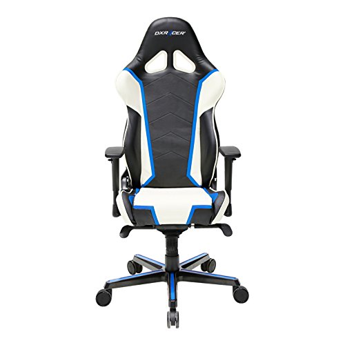 DXRacer Racing Series OH/RH110/NWB Racing Seat Office Chair Gaming Ergonomic Adjustable Computer Chair with - Includes Head and Lumbar Support Pillow (Black, White, Blue)