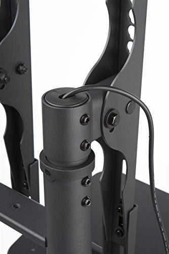 Floor Stand for TVs, Dual Monitor Mount with Side-by-Side Brackets, Fits Most 24" to 70" LCD Monitors, 50" to 90" Height-Adjustable TV Rack with Locking Casters - Black