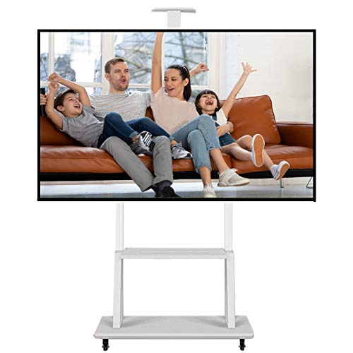 YokIma White Universal TV Stand for 32-70 Inch TVs with Wheels and AV Camera Shelf