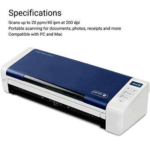 Xerox Duplex Portable Document Scanner, Xerox Duplex Portable Scanner, Blue & White