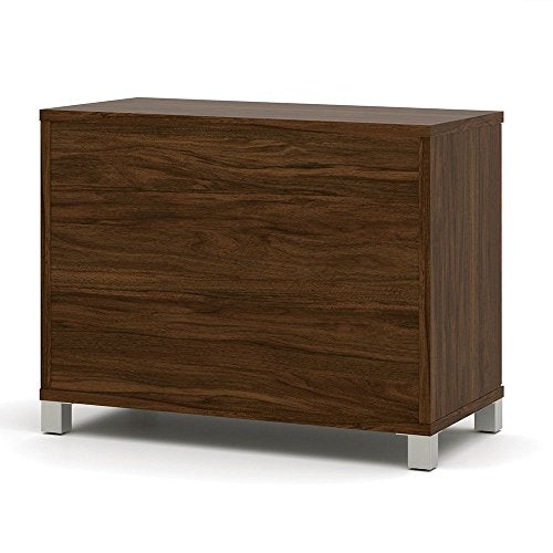 Bestar Pro-Linea Two Shelf Bookcase - 28.4"H Dimensions: 35.6"W x 19.5"D x 28.4"H Weight: 96 lbs Bark Gray Melamine Finish/Metal legs