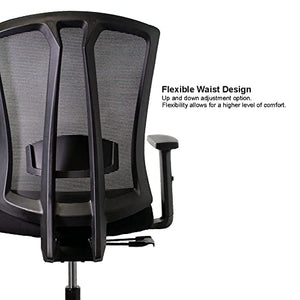 SUNLINE Ergonomic Office Chair with Mesh Back and Foam Seat - Adjustable Lumbar Support - Black