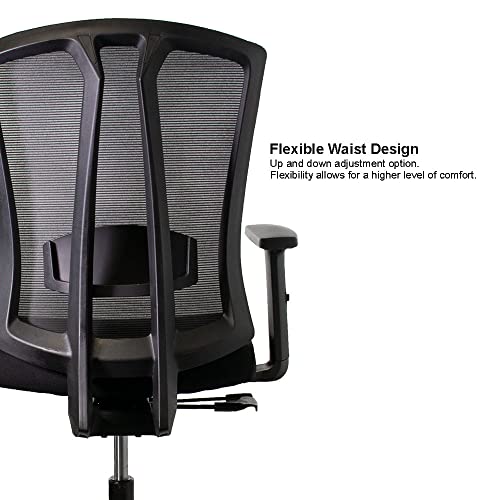 SUNLINE Ergonomic Office Chair with Mesh Back and Foam Seat - Adjustable Lumbar Support - Black