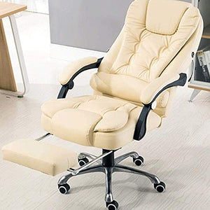 UsmAsk Ergonomic Office Chair with Retractable Footrest and Adjustable Backrest (Beige)