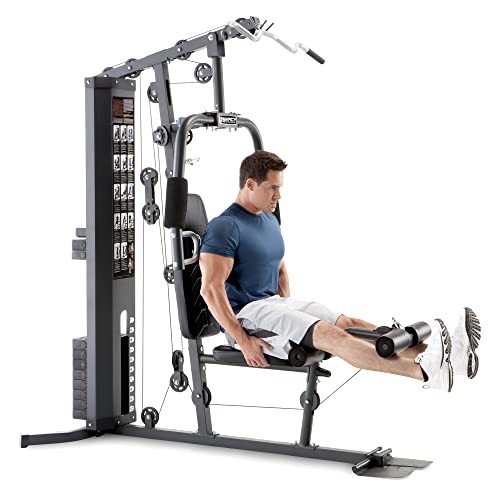Marcy 150lb. Stack Home Gym with Pulley, Arm, and Leg Developer Multifunctional Workout Station for Weightlifting and Bodybuilding – 300 lbs Capacity MWM-4965, Black