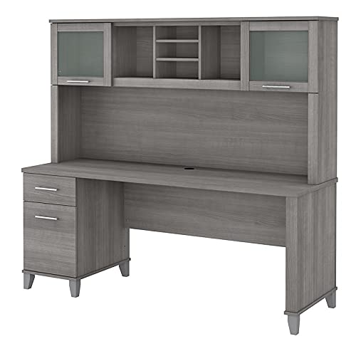 Bush Furniture UrbanPro 72W Office Desk with Drawers and Hutch in Gray - Engineered Wood