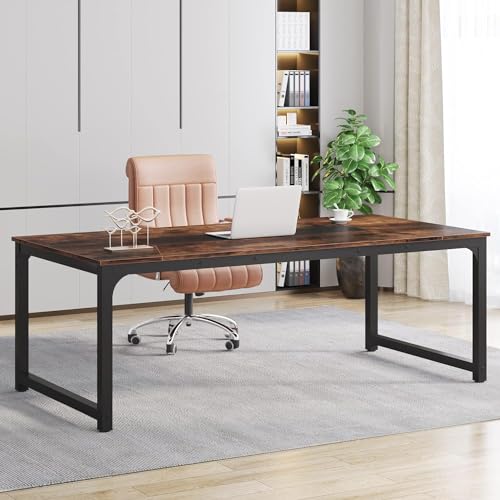 Tribesigns Modern X-Large Executive Office Desk, 78.7 x 39.4 inch, Rustic/Black