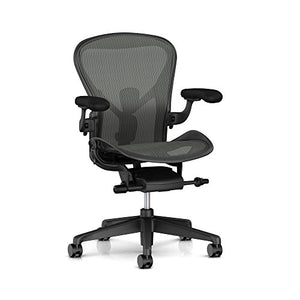 Herman Miller Aeron Ergonomic Office Chair with Tilt Limiter and Seat Angle | Adjustable PostureFit SL, Arms, and Hard Floor Casters | Medium Size B with Graphite Finish