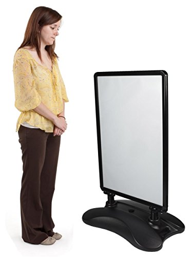 Sidewalk Poster Stand with Water-Fill Base Holds 24x36 Graphics, Double-Sided Sandwich Board for Outdoor Use, Front-Loading Snap-Open Poster Frame, Black