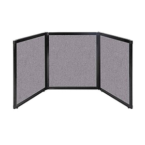 VERSARE Folding 3-Panel Partition Tabletop Display | Lightweight Portable Workspace Divider | Cloud Gray 99" x 36