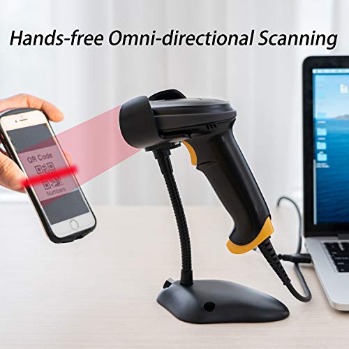 Case of 20, TEEMI 2D Barcode Scanner with Stand USB Wired + Virtual COM Port Handheld Automatic QR Data Matrix PDF417 bar Codes Imager for Windows Linux Mac