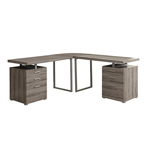 MONI73263 - MONARCH Furniture Dark Taupe Reclaimed-Look L Shaped Desk