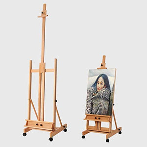 Studio Easel Canvas Display Stand Large Beech Multifunction Profession Studio Easel Indoor Canvas Ad Display Stand with Wheel Artist Storage Painting Easel
