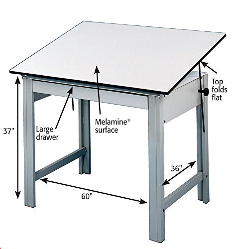 Alvin DM60ND DesignMaster Table, 37.5" x 60" Top, Gray