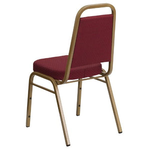 LIVING TRENDS Marvelius Trapezoidal Banquet Chair 20 Pack - Burgundy Patterned Fabric, Gold Frame