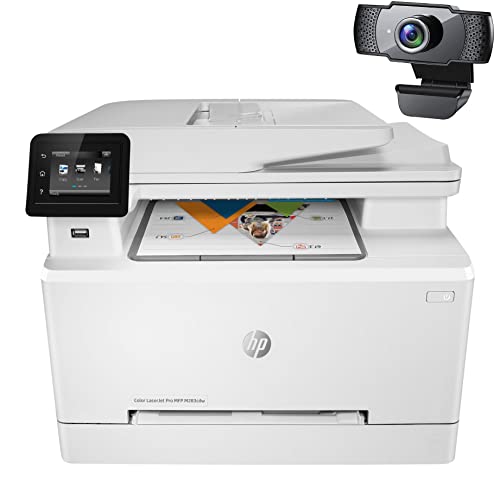 HP Laserjet Pro MFP M283cdwA All-in-One Wireless Color Laser Printer, White - Print Scan Copy Fax - 22 ppm, 600 x 600 dpi, 8.5 x 14, 50-Sheet ADF, Auto Duplex Printing, Ethernet, Cbmou External Webcam