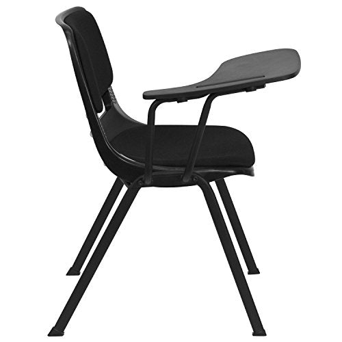 Flash Furniture 5 Pk. Black Padded Ergonomic Shell Chair with Right Handed Flip-Up Tablet Arm