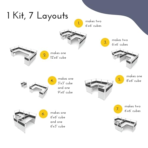 SUNLINE DIY Cube Kit - Complete Office Workstation with 7 Versatile Layouts - Charcoal