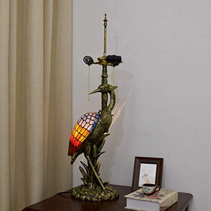 Xihe Tiffany Antique Table Lamp 20" Female Bird Desk Lamp Yellow Baroque Glass Lampshade