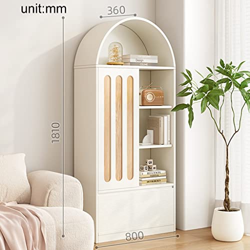 Arched Bookcase with Drawers and Display Cabinet