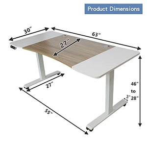 Jceet Dual Motor Electric Standing Desk - Adjustable Height Sit Stand Computer Desk - White Frame/Oak and White Top