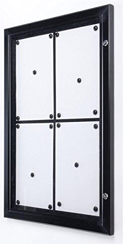 Weather Resistant, Magnetic Surface, Bulletin Board with Swing-Open Locking Door, Wall Mounted, Black Finish Aluminum Frame, for Indoor Or Outdoor Use