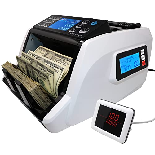 Nadex V5400 Mixed Denomination Money Counter and Counterfeit Detector- 4 Levels of Detection - UV/MG/IR/Image | 60 Currency, Serial No. Detection | Counts 1000 Bills/m