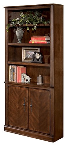 Ashley Furniture Signature Design - Hamlyn Large Door Bookcase - 3 Adjustable Shelves/2 Cabinets - Traditional - Medium Brown Finish