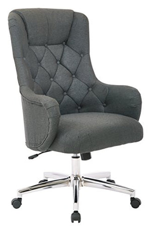AVE SIX Ariel Tufted High Back Desk Chair with Wraparound Arms and Chrome Base, Klein Charcoal