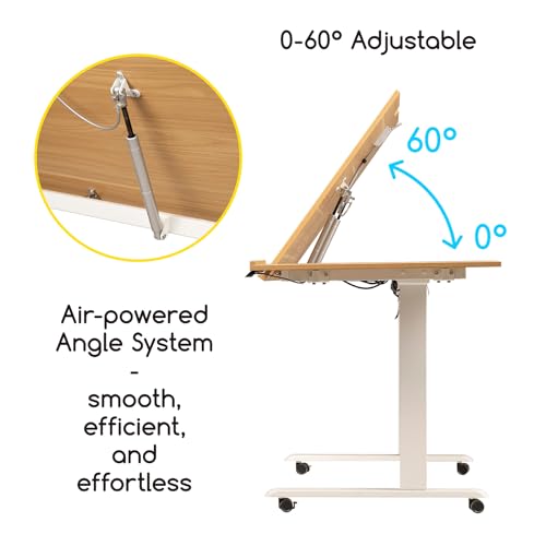 MEEDEN Electric Drafting Table with Adjustable Height and Tiltable Tabletop