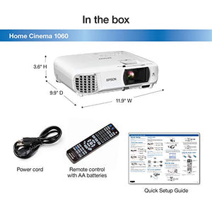 Epson Home Cinema 1060 Full HD 1080p 3,100 Lumens Color Brightness (Color Light Output) 3,100 Lumens White Brightness (White Light Output) 2x Hdmi (1x Mhl) Built-in Speakers 3lcd Projector
