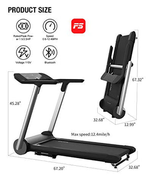 WEKEEP X3 Folding Commercial Treadmill Portable Manual Compact Walking Running Machine for Home Gym Workout Electric Desk Treadmills for Small Spaces Treadmills with LED Display