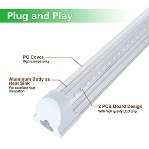 HOLDWILL 48 Pack T8 LED 2FT 24W Integrated V-Shaped Tube Light - White Daylight 6000k