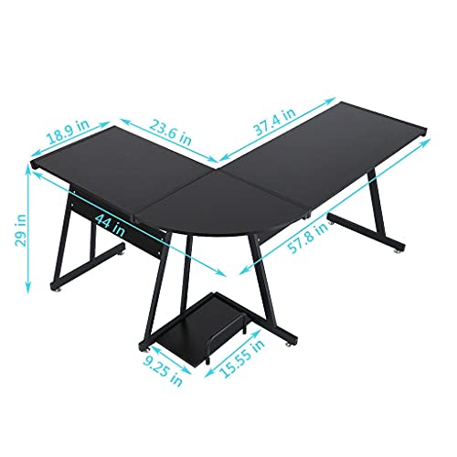 ADHW L-Shaped Corner Computer Home Desk PC Laptop Study Office Table Workstation