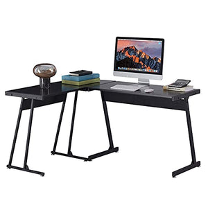 LJTT L-Shaped Desk Computer Corner Desk, Home Gaming Desk, Office Writing Workstation, Space-Saving, Easy to Assemble, Black