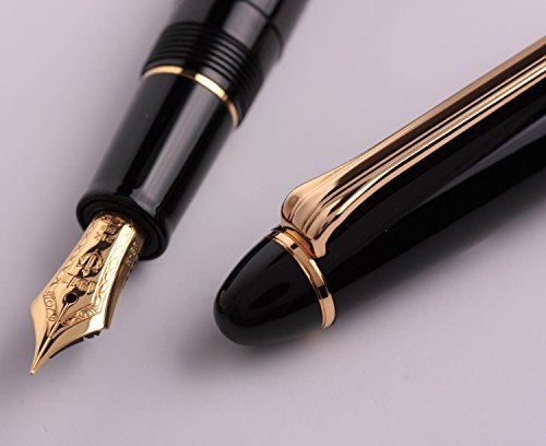 Sailor 1911 Large Black Gold Trim 21K Gold Medium Fine Point Fountain Pen - 11-2021-320