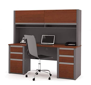 Bestar Credenza Desk with Two pedestals and Hutch - Connexion