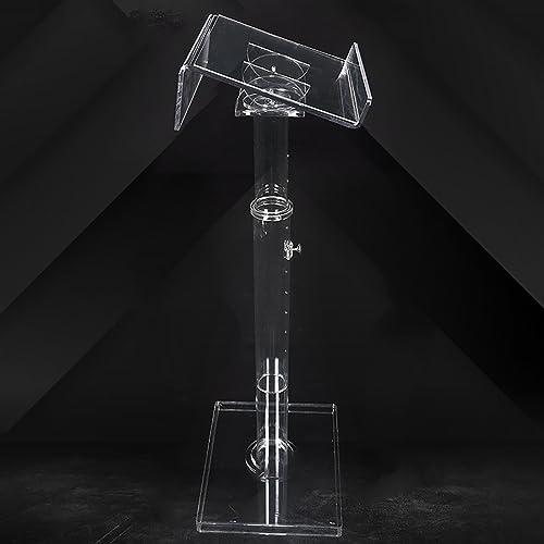 BAYTEWJX Portable Floor Lectern Podium Stand - Height Adjustable Small Acrylic Podium Stand